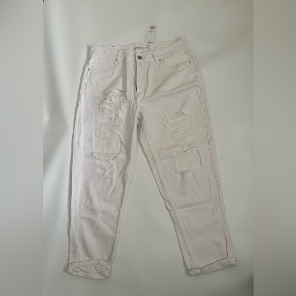 Boyfriend White Distressed Ripped Jeans 027